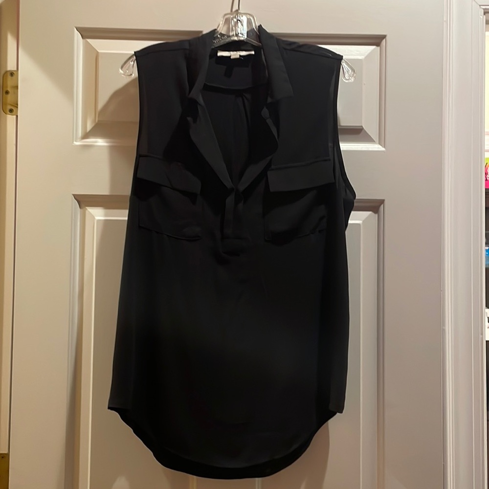 EUC! Loft mixed media black blouse